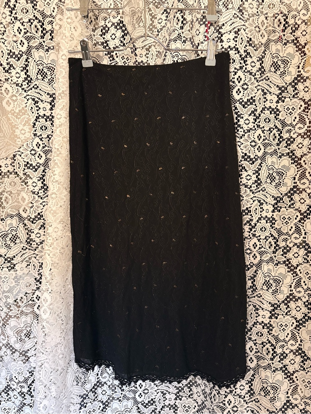 Betsey Johnson Black Midi Skirt with Subtle Bead Accents